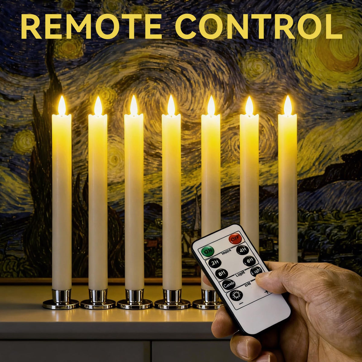 SUNGEGE Flameless Taper Candles 9.9 Inch Battery Operated – 6 Pack Beige Realistic Flickering Flame Remote Control Dimmable LED Candles with Timer for Chandelier Candelabra Wedding Holiday Decor