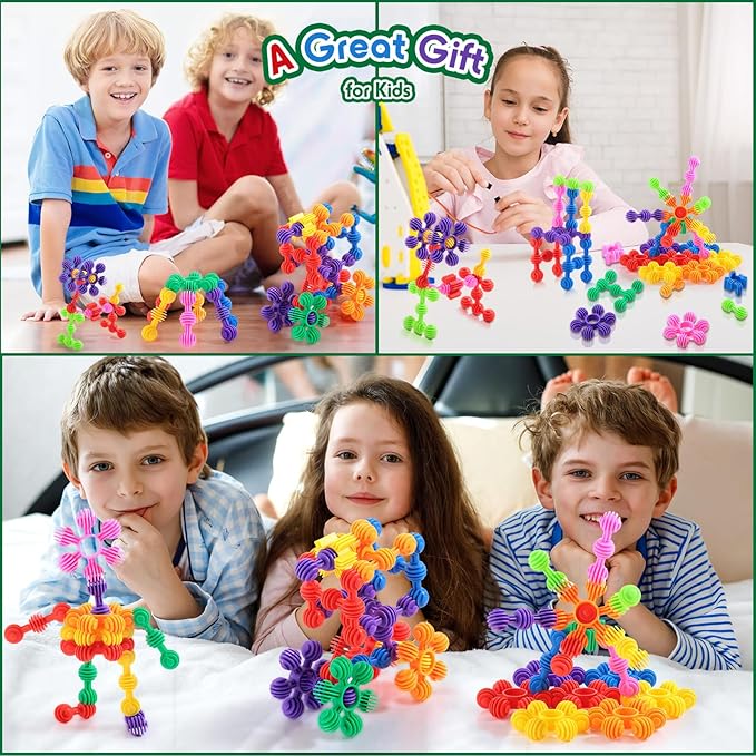 Jenaai 120 Pcs Star Stem Building Toys Plastic Connector Blocks for Teenagers with Tote Kindergarten and Preschool Table Preschool Manipulatives Sets Gift for Daughter and Son