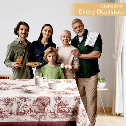 Maison d' Hermine Table Cloth Rectangle Table 100% Cotton 60 x 120 Inches Fall Tablecloth Reusable Everyday Use for Thanksgiving Christmas Decorations Dining Farmhouse Party (Holy Jouy - Brown)