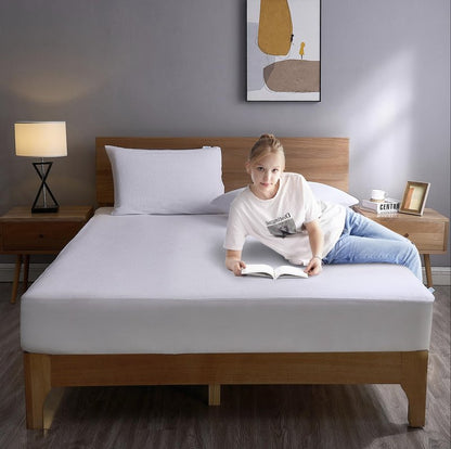 ProtectMySleep® Cotton Terry Mattress Protector - 5-Sided, 100% Waterproof, Hypoallergenic Mattress Cover (Queen)