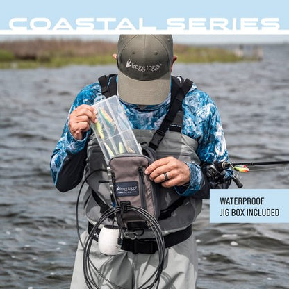 FROGG TOGGS Hightide Fishing Chest Pack, Easy Hands-Free tackle storage bag with built-in Rod Support