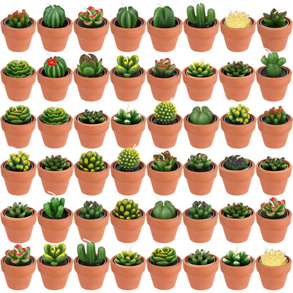 Shihanee 48 Pcs Bulk Succulent Candles Decorative Cactus Tealight Candles Handmade Mini Terracotta Clay Holders House Warming Wedding Baby Shower Spa Mexican Coworkers Teacher Birthday Gifts(Red)