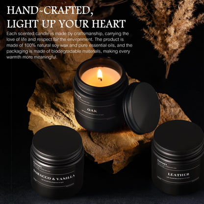 9 Pack Scented Candles Set Gifts for Men, Aromatherapy Candle Set with Scents （Tobacco & Vanilla/Apple Cinnamon/Amber）- Gift for Dad, Boyfriend, Birthday, Father’s Day, Anniversary