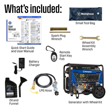 Westinghouse Outdoor Power Equipment 14500 Peak Watt Dual Fuel Home Backup Portable Generator, Remote Electric Start, Transfer Switch Ready, Gas and Propane Powered