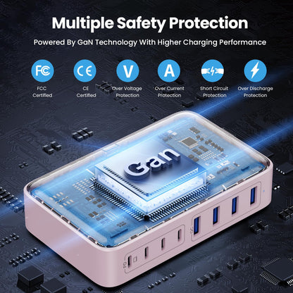 USB C Charger 200W USB C Charger Block,Upgraded GaN III 8-Port Fast Charging Station Hub,PD 65W Laptop Charging Adapter Compatible with MacBook Pro/Air,DELL,Steam Deck,iPhone 16/15/14,Galaxy S23/22