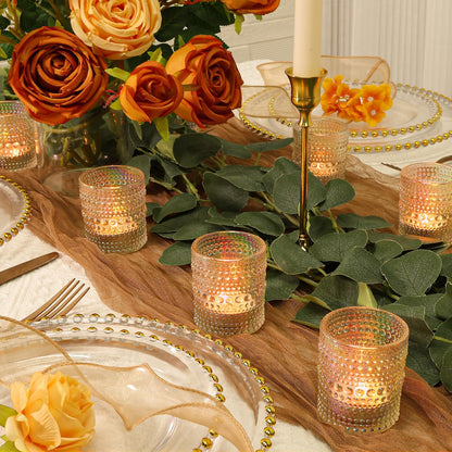 SUPMIND 24 Pcs Votive Candle Holders, Glass Holders Bulk for Table Centerpiece, Tea Lights Candle Holders for Wedding Shower, Party and Home Decor Iridescent