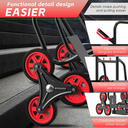 Stair Climbing Hand Truck 440lb，Heavy Duty Dolly Cart for Stairs，Thickened Upgraded Steel Tube Folding Stair Climbing Trolley with Six Wheels and Telescoping Handle