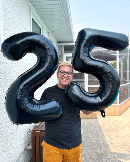 Black Number 7 Balloon 40 Inch, 7th Birthday Party Decorations for Children, Giant 7 Foil Balloon for Party Supplies