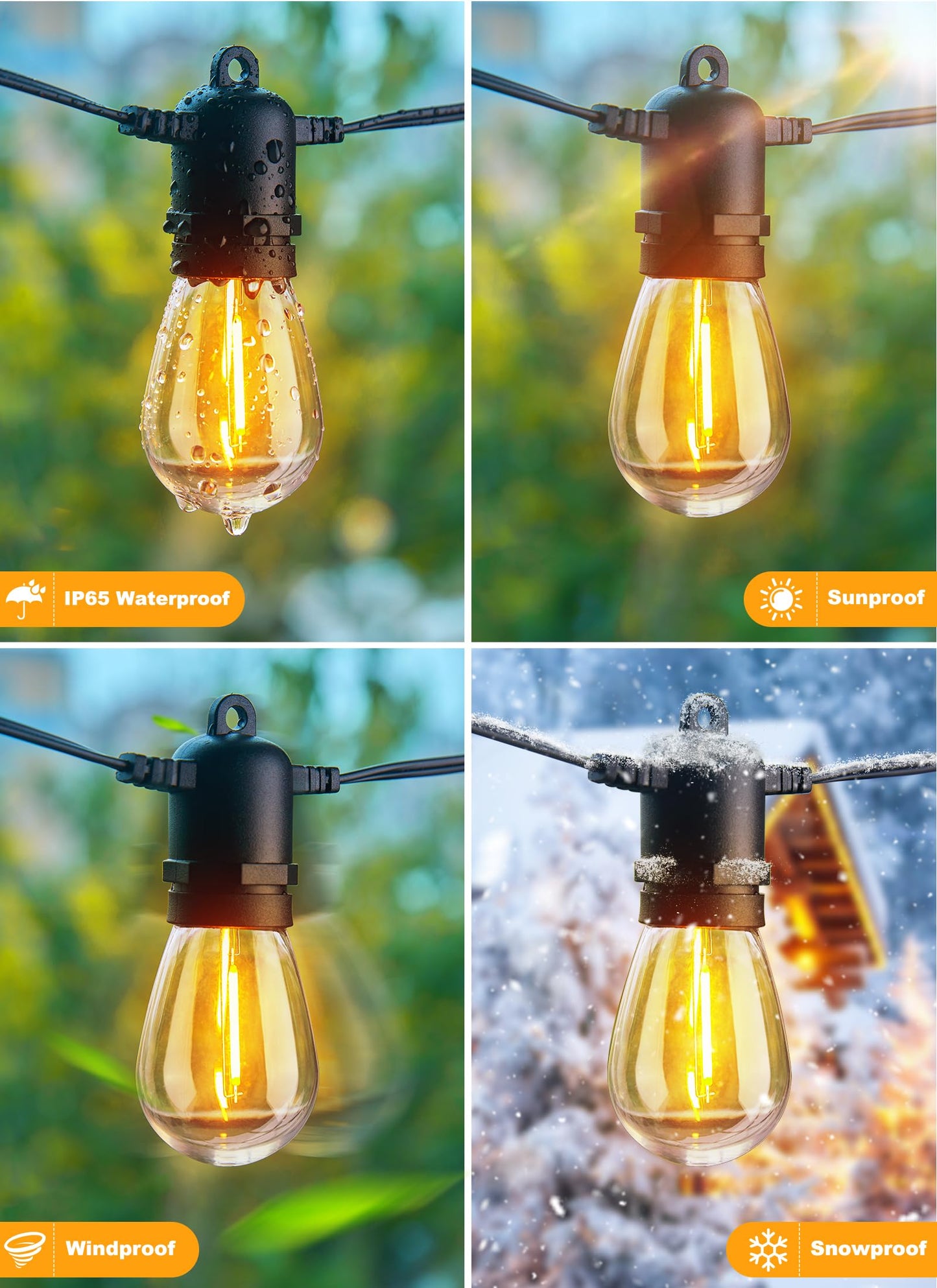 Brightown Outdoor String Lights 35FT with 10+1 Shatterproof Edison Bulbs, Waterproof Hanging Patio Lights Outside for Backyard Deck Garden Party Xmas Decor, 2700K