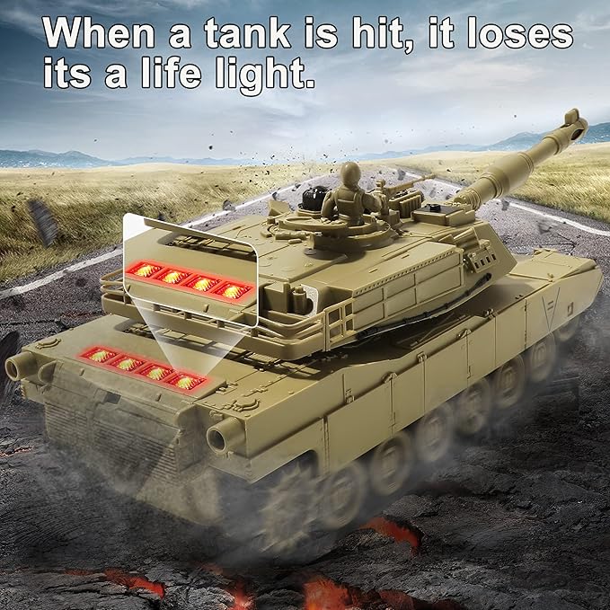 RC Military Tank Toy US M1A2 Abrams Remote Control Army Tank with IR Battle 2.4Ghz RC Military Vehicles for Boys Kids 6+ and Adults