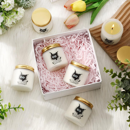 Conelist 6 Set Cat Lover Gifts for Women Graduation Funny Black Cat Scented Candles It's Fine Everything is Fine Inspirational 3.5 oz Soy Wax Jar Candles Gift for Teacher Coworker Employee Gifts