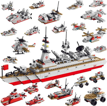 Sitodier Military Battleship Building Block Set for Kids811pcs 25 in 1 Cruiser Battle Ship Building Kit Toy for Boys Kids Ages 6-12 and 8-14 Beautiful Xmas Birthday Gift