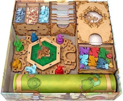TowerRex Organizer for Flamecraft with 7 Dragons Tray - Upgrade Board Game with Storage Box Organizer for Cards Tokens and Dice - Accessories Upgrade for Components of Flamecraft