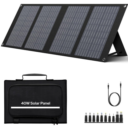 300W Portable Power Station 296Wh/80000mAh Outdoor Solar Generators Mobile Lithium Battery Pack 110V Outlet Solar Power Bank Camping Power Supply for Indoor Outdoor with 40W Solar Panel