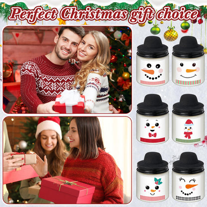 Lounsweer 12 Pcs Christmas Candles Bulk Gifts Set for Women Men 3.5oz Snowman Scented Candles Jar Soy Wax Candle with Mini Snowman Decor Cap for Christmas New Year Winter Decor