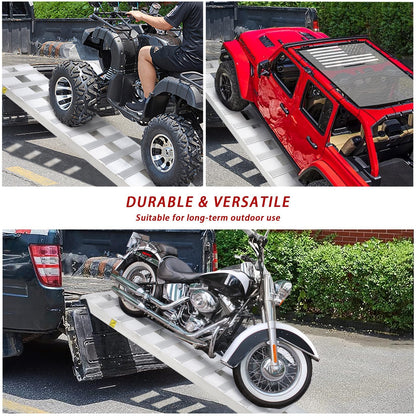 GarveeTech 94"x 15"Aluminum Trailer Ramps, 6000 Lbs Capacity Heavy-Duty Loading Ramps with Top Hook Attaching End, Universal Alu Loading Ramp for Truck Auto,Tractor,Motorcycle, Lawn Mower