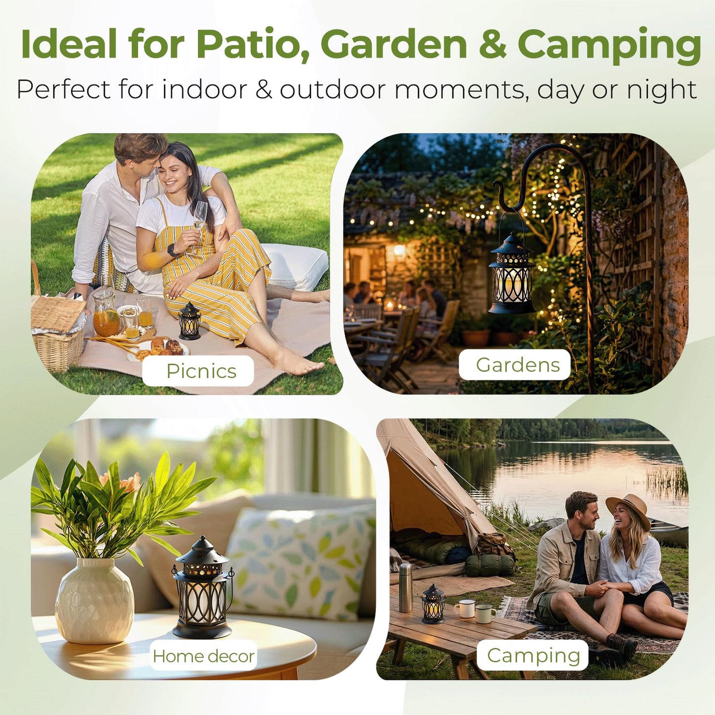 Citronella Candles Outdoor, 2 Pack Lemongrass Scented Soy Wax Candles with Metal Lantern Holder, Outdoor Candle Set for Patio Garden Camping Decor, Gift Set