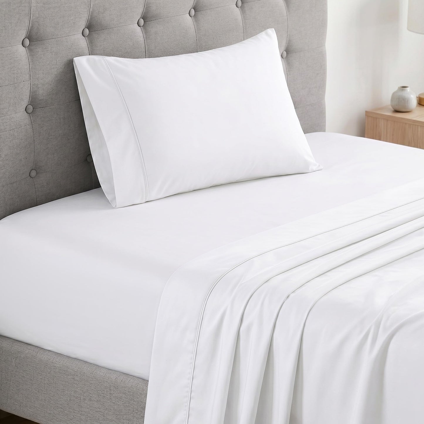 LANE LINEN 450 Thread Count 100% Mercerized Cotton Twin Bed Sheets Set - Machine Wash, Soft & Comfy Hotel Like Thick Rose Bedding Set, Cotton Bedding Sheets & Pillowcases - Polka Dot Black
