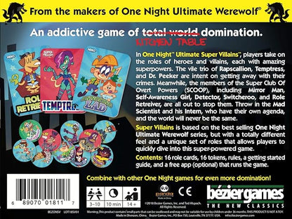 One Night Ultimate Super Villains Family Friendly Party Game Fun Game for Kids &amp Adults Engaging Social Deduction Fast-Paced Gameplay Hidden Roles &amp Bluffing
