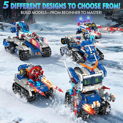 5in1 STEM Robot Building Kits for Kids 6-12 App &amp Remote Control STEM Car Tank Truck Robot Building Toys for Kids Science Learning 800Pcs DIY Building Sets Erector Sets Gifts for Boys Girls