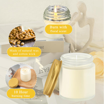 ACITHGL 24 Pcs Frosted Glass 4oz Mini Mason Jar Candles Small Lavender Scented Candles Bulk Aromatherapy Ideal Souvenir Favors for Wedding Birthday Party (Gold, Frosted, 24)