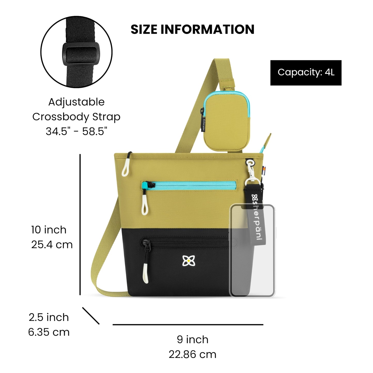 Sherpani Sadie, Nylon Crossbody Bag, Lightweight Shoulder Bag, Travel Cross Body, Crossbody Purse for Women, RFID Protection, Removable Coin Purse, Travel Gift (Chromatic Classic)