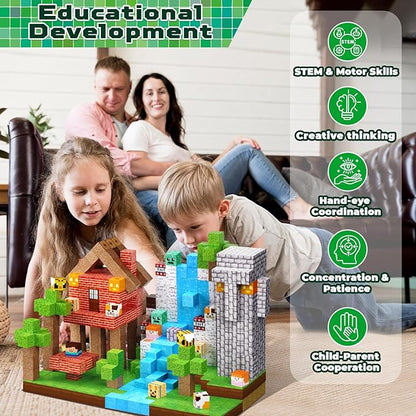 150PCS Magnetic Blocks - Magnetic Building Blocks Magnet Cubes Toys Stacking Build Forest World Set STEM Montessori Sensory Toys for Kids Boys Girls Ages 3 4 5 6 7 8 9 10 Easter Birthday Gifts