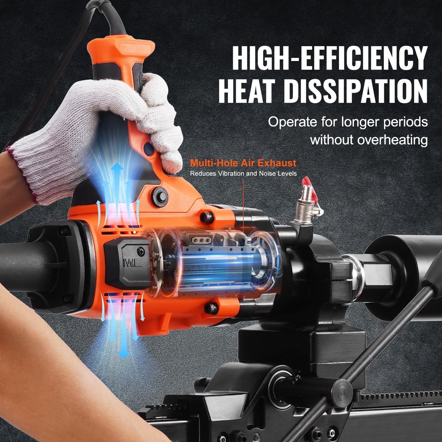 VEVOR 2 in1 Handheld & Stand-Mount Core Drill, 0.8-6.3in Drilling Diameter, 2000W Concrete Core Drill, Variable Speed, 220V, Hammer Drill