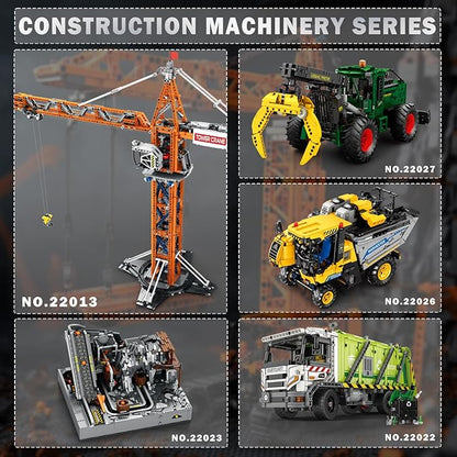 Reobrix Crane Building Blocks Set RC Tower Crane Construction Vehicle Model Kits with Dual Motors 1176 PCS City Crane Toy for Adults Gift for Men and Construction Machinery Lovers 22013