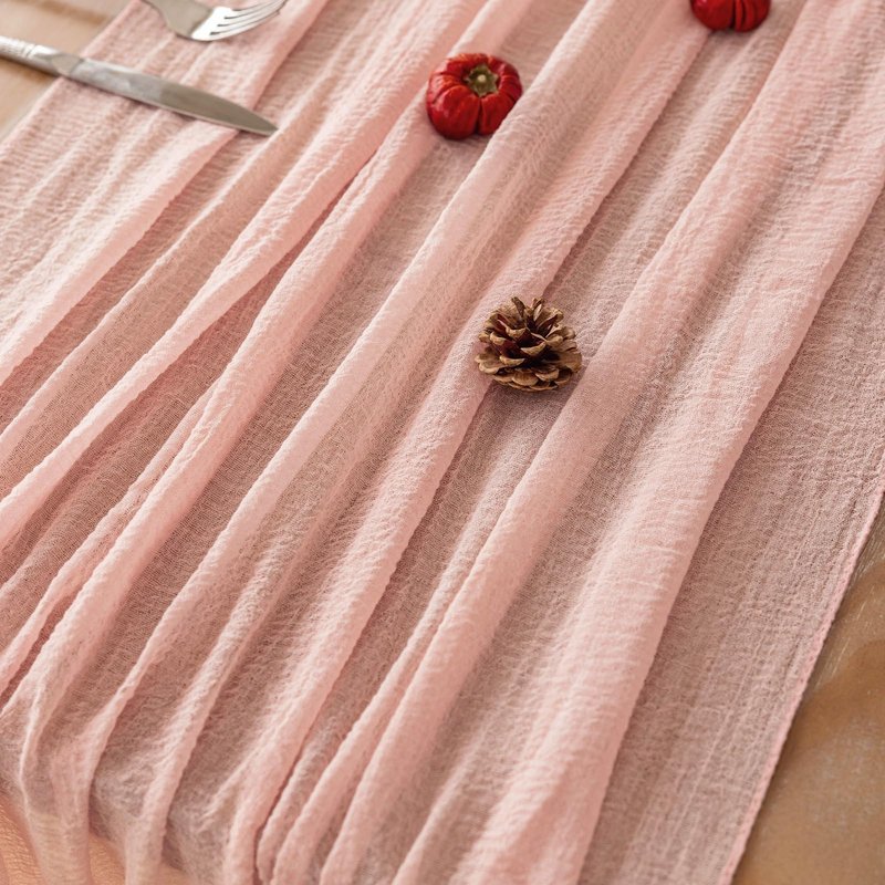 Keketoarrange 10pcs Pink Valentines Decor Table Runner Cheese Cloth Rustic Gauze Cheesecloth Table Runner 120 Inch 10 FT for Wedding Baby Bridal Shower Sheer Boho Spring Home Tea Party Decorations