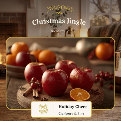 McCall’s Candles | Christmas Jingle | 16 oz Scented Candle | USA-Poured | Vintage Rustic Jar with Carrying Handle | Holiday Cinnamon, Apple & Orange Spice Fragrance