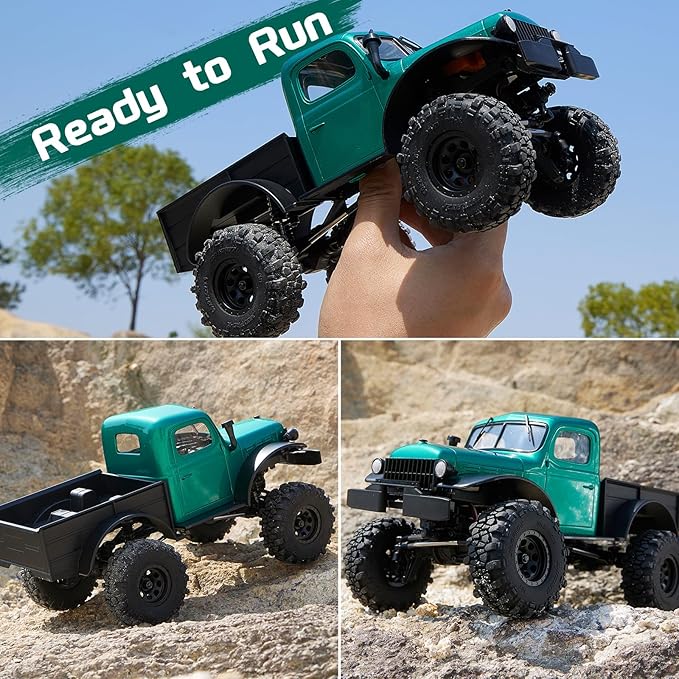 FMS 1/24 Brushless RC Rock Crawler FCX24 Power Wagon 4WD RC Semi Truck W/ 2.4GHz Remote RTR Offroad RC Car Model Vehicle Hobby Grade for Adults Gifts Toys