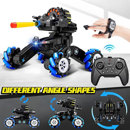 RC Tank that Shoots Gesture Sensing RC Tank 2.4GHz Battle Soft Bullets Hand Control Car Drift Remote Control Trucks for Boys &amp Girls 8-12 Remote Control Tank with Light Music