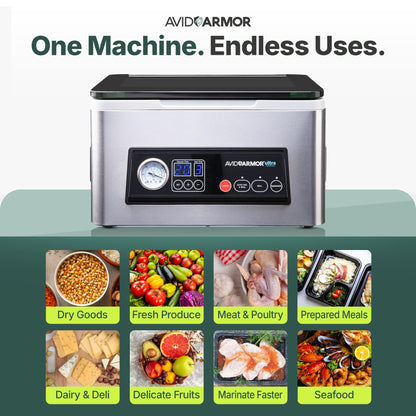 Avid Armor Chamber Vacuum Sealer Machine USV20 Ultra Series for Wet Foods, Meat Vacuum Packing Machine, Compact with 11.5-Inch Vaccum Sealer Bar