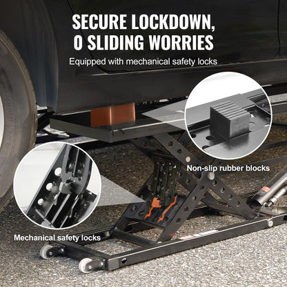 VEVOR Portable Car Lift - 7,000 LBS Capacity, 26.8" Max. Height, Heavy-Duty Carbon Steel Truck Lift with 120V Power Unit