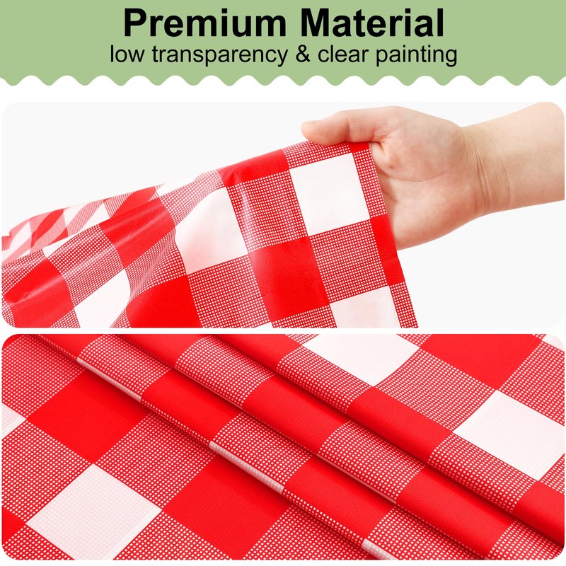 misaya 10 Packs Buffalo Disposable Table Cloth, 54 x 108 Inch Waterproof Plastic Tablecloth, Rectangle Red and White Checkered Table Covers for Picnic, Birthday, 4th of July Party