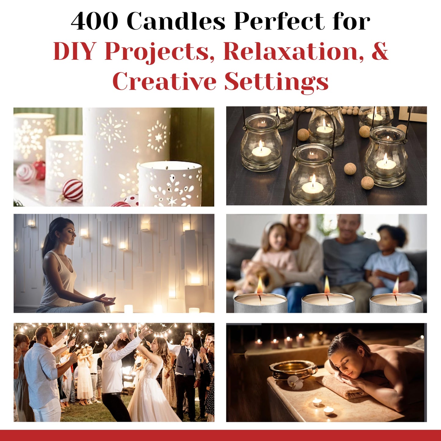 400 Pack Tealight Candles in Metal Cups - Clean White Unscented with 6 Hour Long Burning Time - Votive Candles Bulk for Romantic Dinner, Weddings, Spa & Hotels by PARNOO