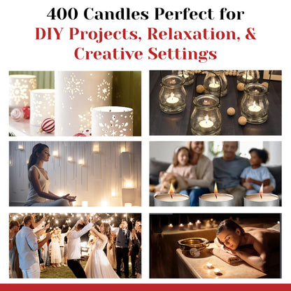 400 Pack Tealight Candles in Metal Cups - Clean White Unscented with 6 Hour Long Burning Time - Votive Candles Bulk for Romantic Dinner, Weddings, Spa & Hotels by PARNOO