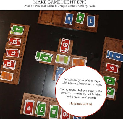 Personalized Compatible with SKIPBO Card Game Player Organizers - Compatible with SKIPBO Game Board - Personalized Compatible with SKIPBO Gameboard | 4 Player Trays