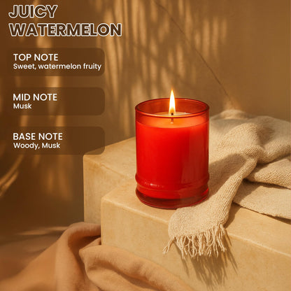 Lifescapes Scented Glass Candle - Juicy Watermelon, 160g | 28 Hours Approximate Burn Time | Premium Tumbler Design for Home Decor and Relaxation