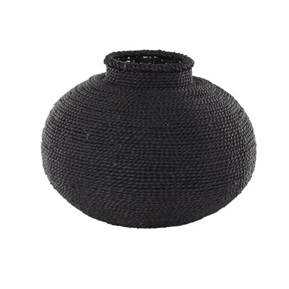 Deco 79 Metal Handmade Decorative Vase Wrapped Pot Centerpiece Vase, Flower Vase for Home Decoration 15" x 15" x 11", Black