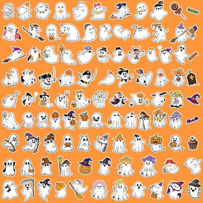 JULBEAR 200 PCS Ghost Stickers Cute Halloween Ghost Sticker Self-Adhesive White Ghost Label Decal for Craft Laptops Water Bottles and Envelopes Seal