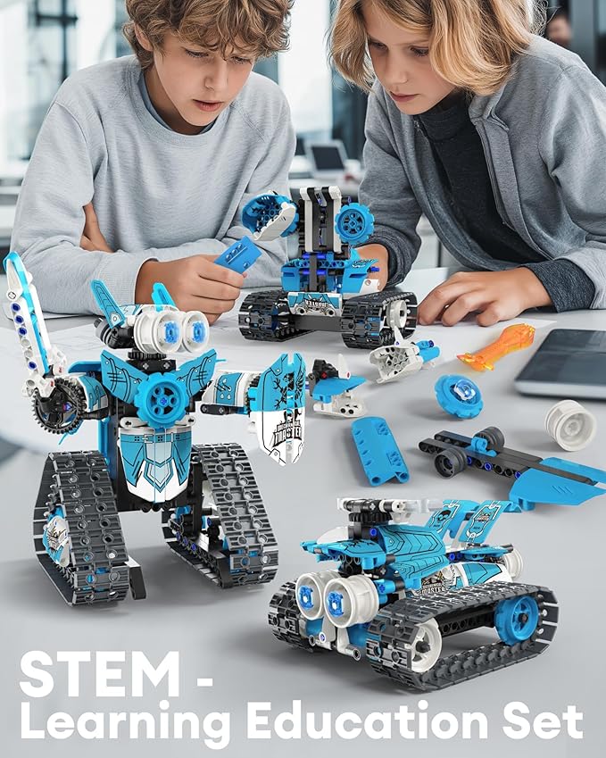 5 in 1 STEM RC Robot Building Kit 398PCS APP &amp Remote Control Blocks DIY Engineering Robotics Erector Science Set for Kids Age 6 7 8 9 10 11 12+ Educational Learn Toys Gift for Boys &amp Girls