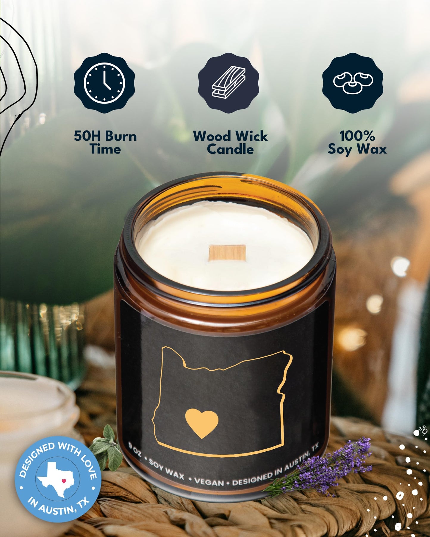 Oregon Candle, Unique Oregon Themed Gifts for Men and Women, Best State Souvenir Gifts for Moving Away, Thoughtful Home Sick Presents, Ideal for Birthday, Christmas, Graduation, Gift Ready