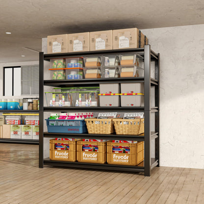 Welfiya 72" H Garage Shelving,5-Tier Heavy Duty Shelving Unit,3000LBS Adjustable Metal Storage Shelves,Storage Rack Units for Industrie,Shed,Warehouse,Basement,Black,47.3" W x 23.6" D x 72" H