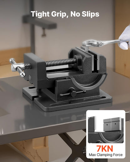 VEVOR Tilting Vise, 4.25 Inch Jaw Width, Portable Drill Press Bench Vise, 0–90° Adjustable Tilt, Durable Cast Iron Construction, Workbench Vice for Woodworking, for Benchtops and Drill Presses, Black