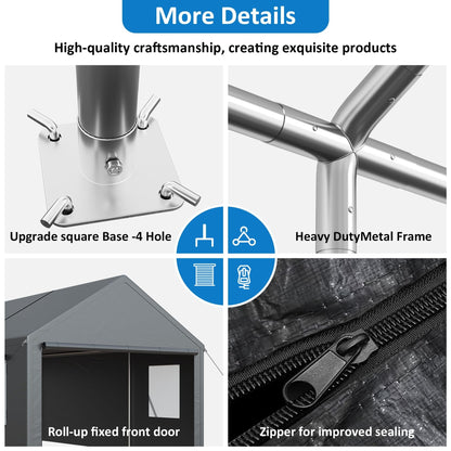 Polar Aurora 20x20 FT Heavy Duty Carport with All-Season Tarp, Portable Car Tent Garage with Roll-Up Windows & Side-Opening Door, Enclosed Car Port Canopy Tent with Galvanized Frame for Car, SUV, Boat