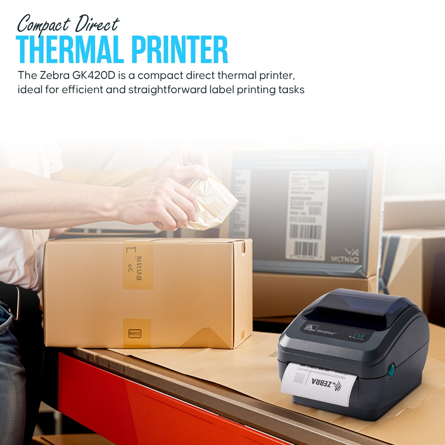 Zebra GK420D Direct Thermal Label & Barcode Printer – Ethernet/USB Connectivity – 1 Year Warranty – Includes 24V Adapter, 4x6 Labels, USB Cable & Microfiber Cleaning Cloth (Renewed)