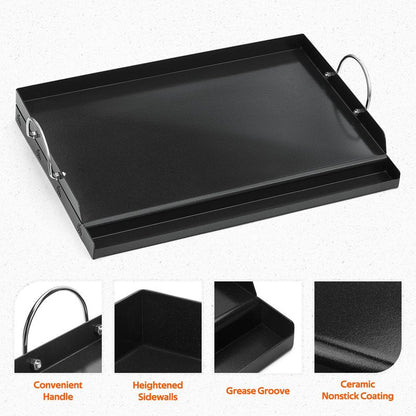 Onlyfire Universal BBQ Griddle with Handles for Most Grills, Ceramic Coated Non-stick Flat Top Griddle for Outdoor Cooking, 18"L x 12.6"W x 2.8"H "