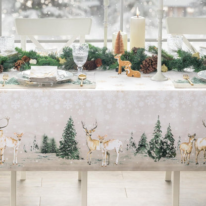 Maison d' Hermine Table Cloth Rectangle Table 100% Cotton 54 x 72 Inches Fall Tablecloth Reusable Everyday Use for Thanksgiving Christmas Decorations Dining Farmhouse Party (Deer in The Woods)